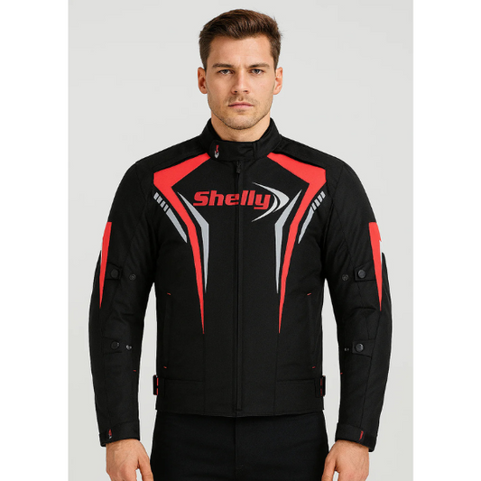 Premium Motorcycle Red Jacket Men for Adventure/Touring with Cordura Textile