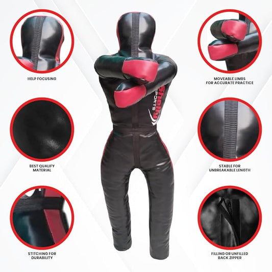MMA Grappling Dummy for Adult BJJ Judo Wrestling Standing Brazilian JIU Jitsu MMA Self Defense Training MMA Dummy – UNFILLED – 170CM