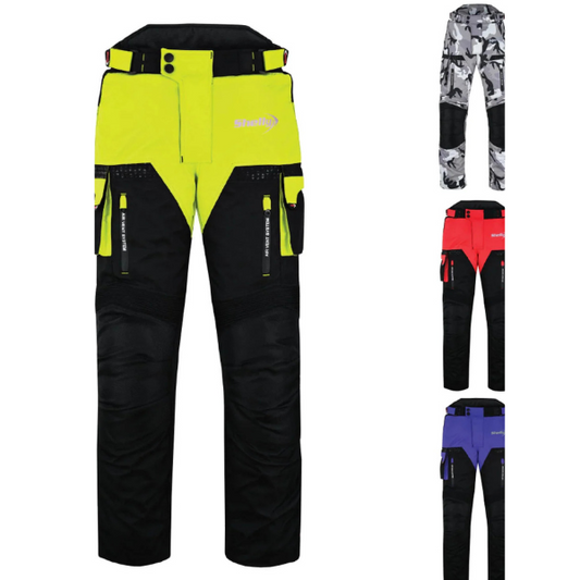 Shelly Motorcycle Fluorescent Trousers/Pants for Men with Water Resistant Cordura Textile Fabric for Motorbike Racing
