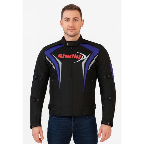 Premium Motorcycle Blue Jacket Men for Adventure/Touring with Cordura Textile