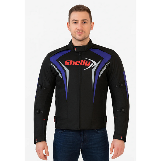Premium Motorcycle Blue Jacket Men for Adventure/Touring with Cordura Textile