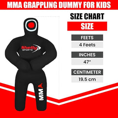 Shelly MMA Grappling Wrestling Dummy for Kids BJJ Punching Bag Wrestling Buddies Brazilian JIU Jitsu Standing Position Dummy Martial Arts Boxing Karate Training Dummies (47" / 4 Feet) UNFILLED