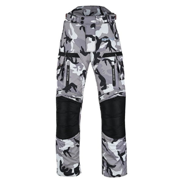 Motorcycle Camo Gray Trousers/Pants for Men with Water Resistant Cordura Textile Fabric for Motorbike Racing