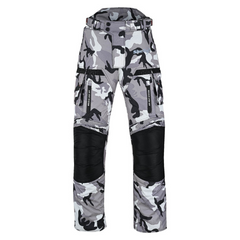 Motorcycle Camo Gray Trousers/Pants for Men with Water Resistant Cordura Textile Fabric for Motorbike Racing