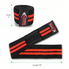 Knee Wraps for weight Lifting Powerlifting Squatting Knee Support CrossFit Knee Guard and Heavy Duty Elasticated Knee Bands for men & women