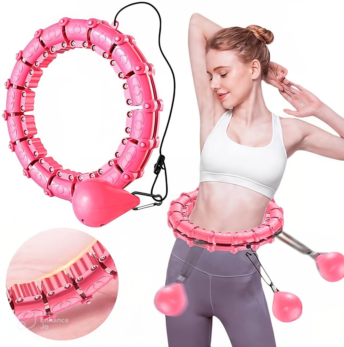 Weighted Hula Hoop for Adult 24 Detachable Knots Abdomen Fitness Weight Loss