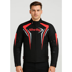 Premium Motorcycle Red Jacket Men for Adventure/Touring with Cordura Textile