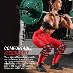 Knee Wraps for weight Lifting Powerlifting Squatting Knee Support CrossFit Knee Guard and Heavy Duty Elasticated Knee Bands for men & women