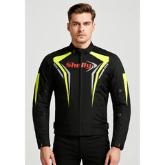 Premium Motorcycle Yellow Jacket Men for Adventure/Touring with Cordura Textile