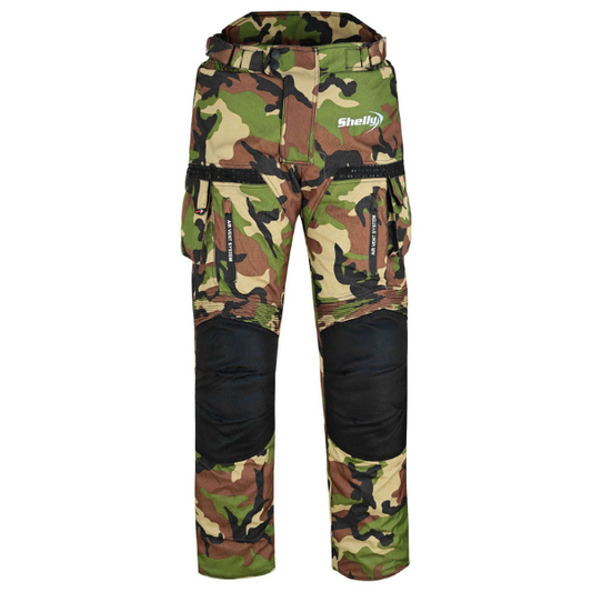 Shelly Motorcycle Camo Green Trousers/Pants for Men with Water Resistant Cordura Textile Fabric for Motorbike Racing